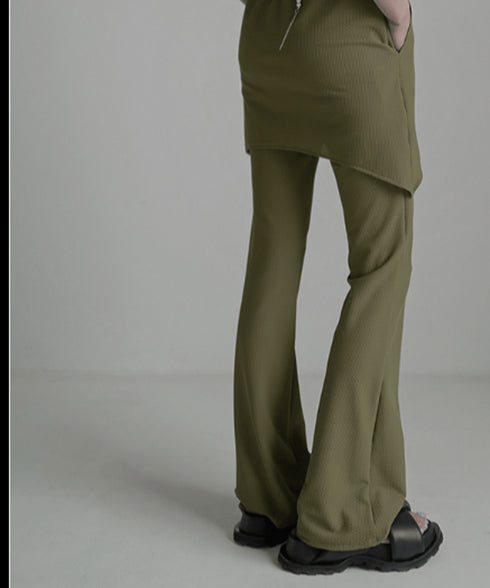 Asymmetric Skirted Flare Pants